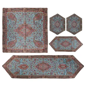 ست 5 تکه رومیزی ترمه حسینی طرح سالار مدل P43-00