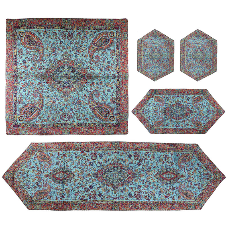 ست 5 تکه رومیزی ترمه حسینی طرح سالار مدل P43-01