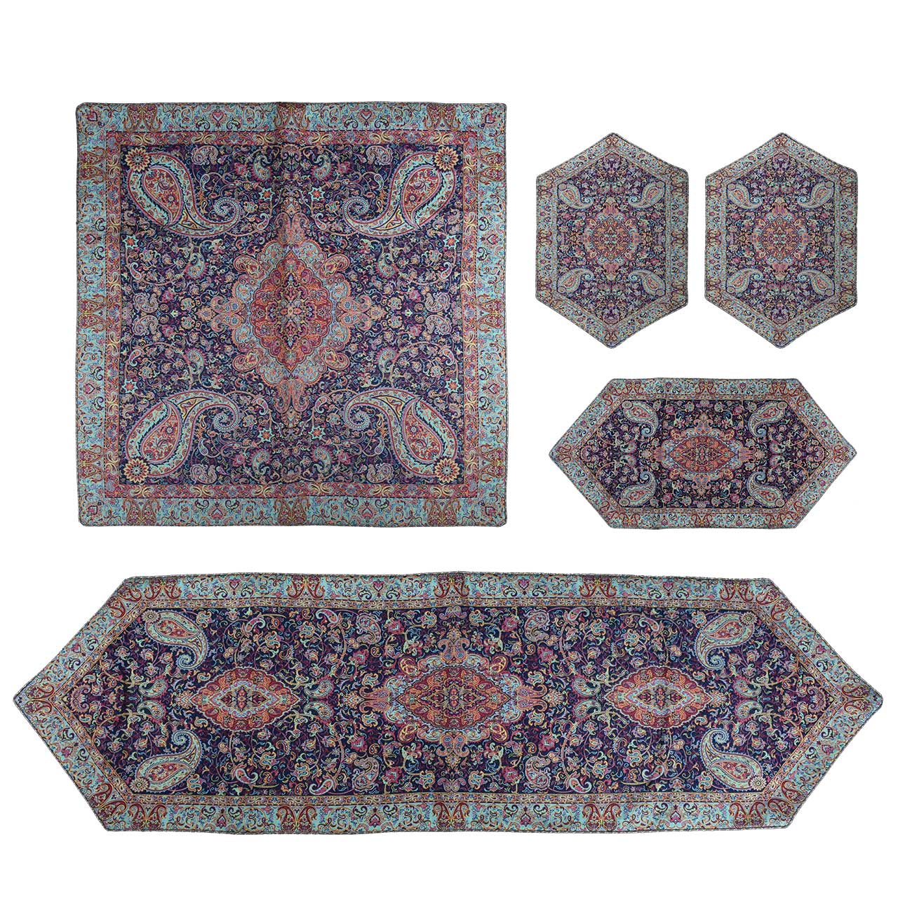 ست 5 تکه رومیزی ترمه حسینی طرح سالار مدل P43-03