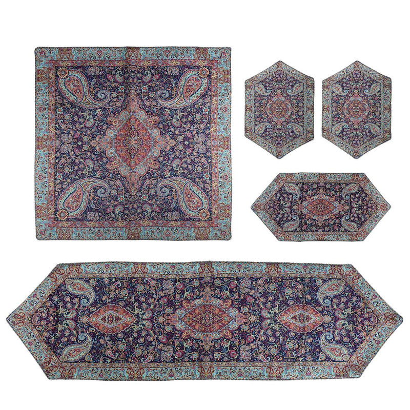ست 5 تکه رومیزی ترمه حسینی طرح سالار مدل P43-03