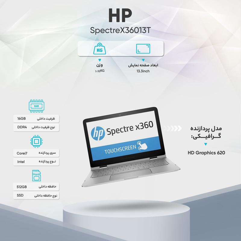 لپ تاپ 13 اینچی اچ پی مدل Spectre X360 13T لپ تاپ 13 اینچی اچ پی مدل Spectre X360 13T