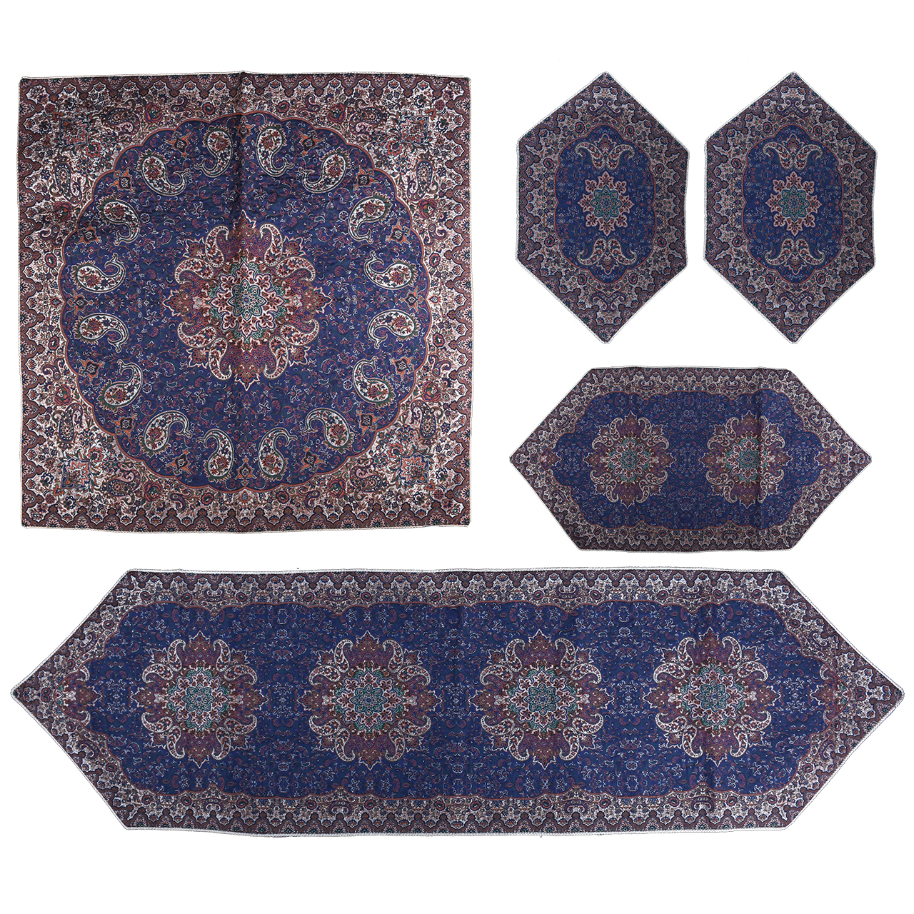 ست 5 تکه رومیزی ترمه سناتور طرح شبستان مدل P45-02