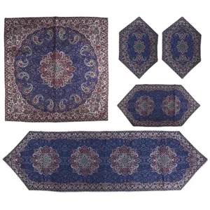 ست 5 تکه رومیزی ترمه سناتور طرح شبستان مدل P45-02
