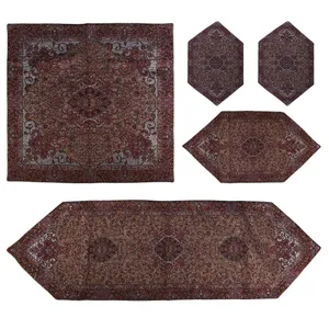 ست 5 تکه رومیزی ترمه سنتی یزد طرح مهسا مدل P46-00
