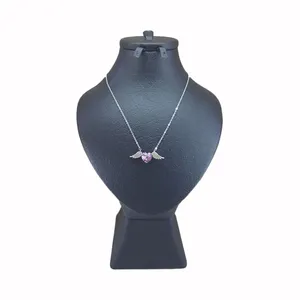 گردنبند نقره زنانه سواروسکی مدل  قلب بال دار  کد 1
