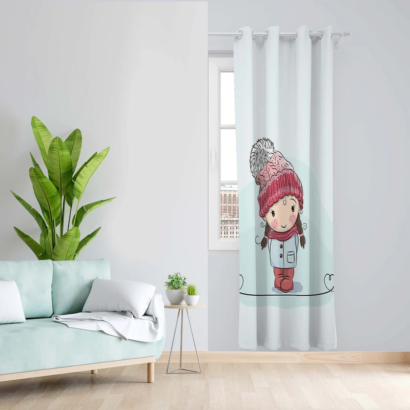 پرده طرح کودک مدل مخمل پانچی کد 5196L z سایز 140x200 سانتی متر