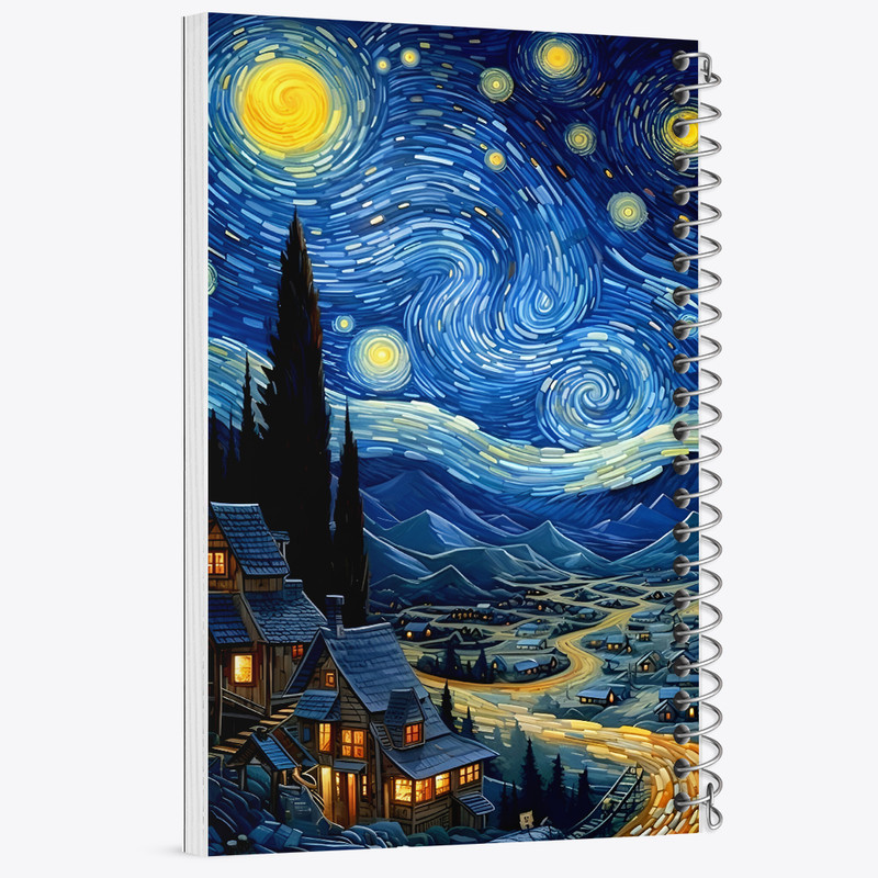 دفتر مشق 100 برگ خندالو طرح شب پر ستاره کد F5092