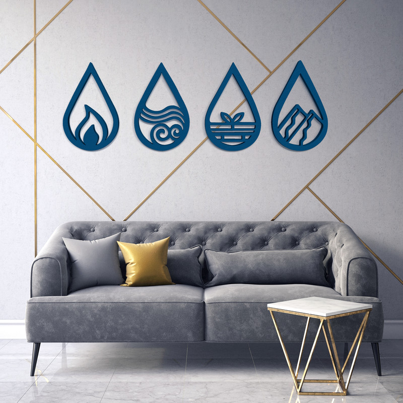 دیوارکوب مدل عناصر چهارگانه طرح قطره مجموعه 4 عددی