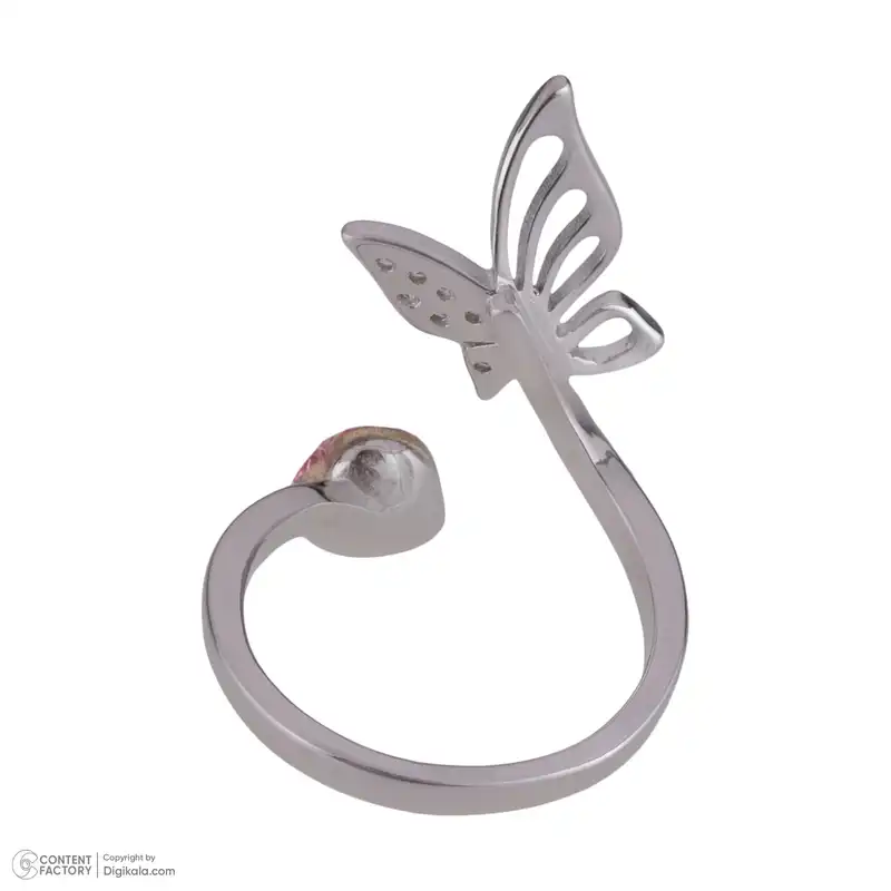 انگشتر نقره زنانه سواروسکی مدل پروانه و مکعب کد 458745