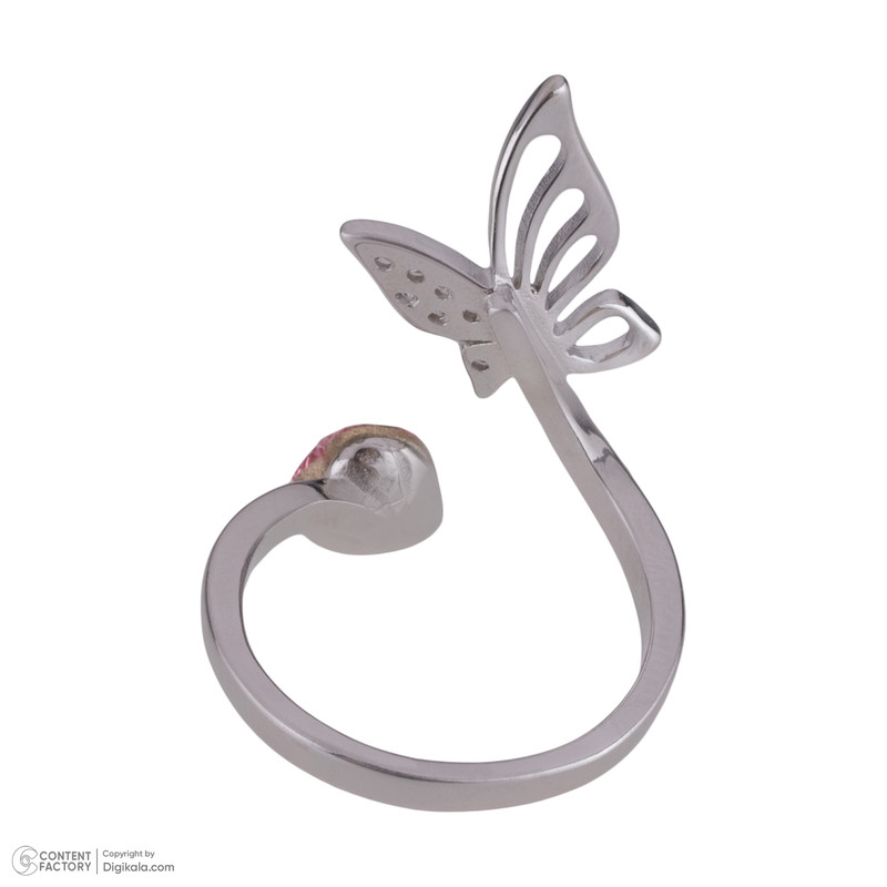 انگشتر نقره زنانه سواروسکی مدل پروانه و مکعب کد 458745