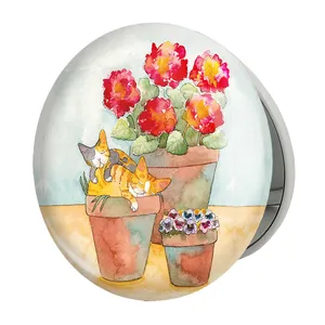 آینه جیبی خندالو طرح گلدان مدل تاشو کد 5467 