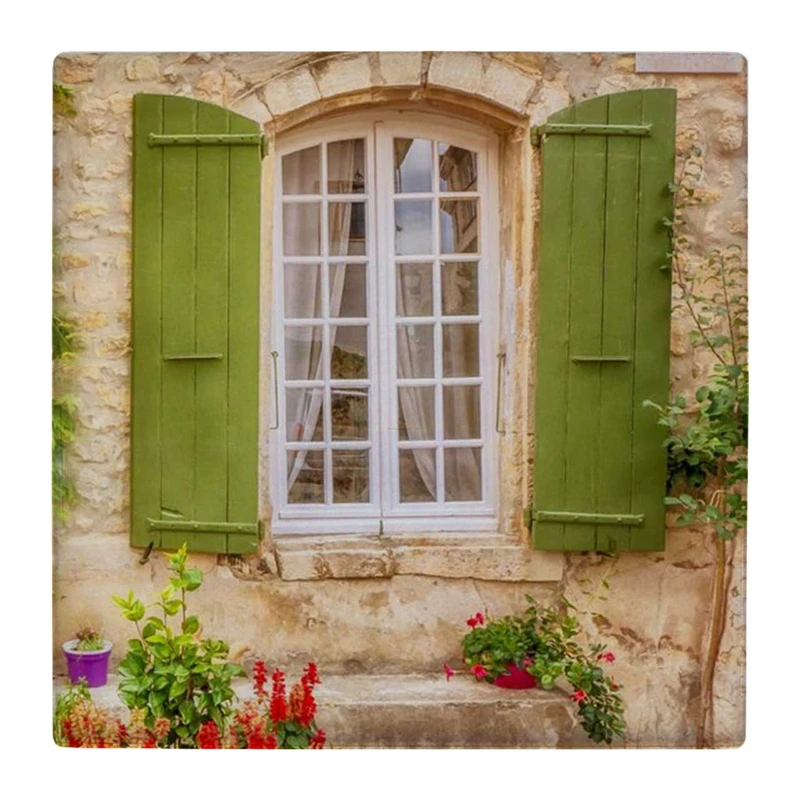  زیر لیوانی  طرح پنجره کلاسیک و باغچه گل کد    4862697_3817