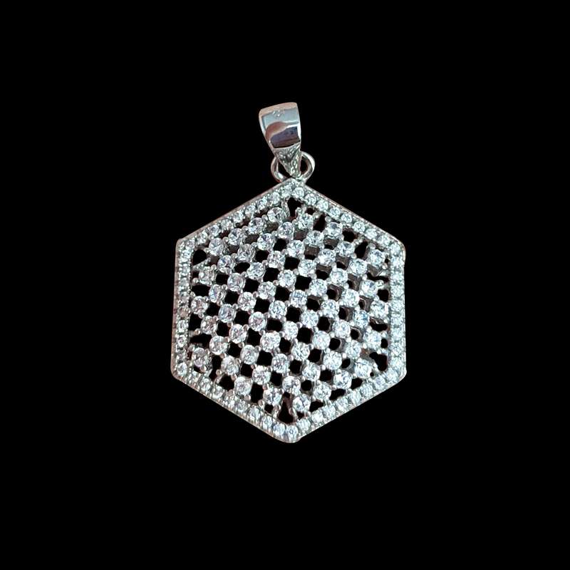 آویز گردنبند نقره زنانه مدل شش ضلعی کد TG374