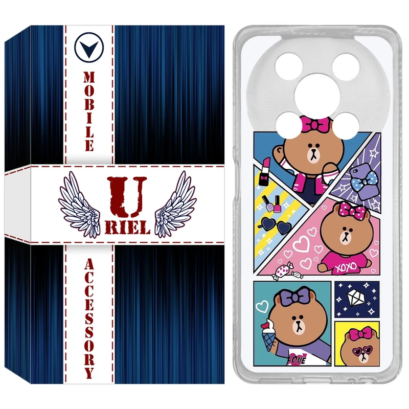 کاور یوریل مدل Clear کد 13 طرح Brown مناسب برای گوشی موبایل وکال V2 / V2 Lite