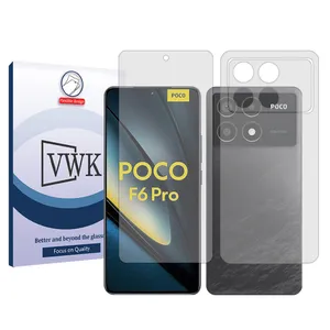 VWK Tough model transparent screen protector suitable for Xiaomi Poco F6 Pro mobile phone along with the back protector