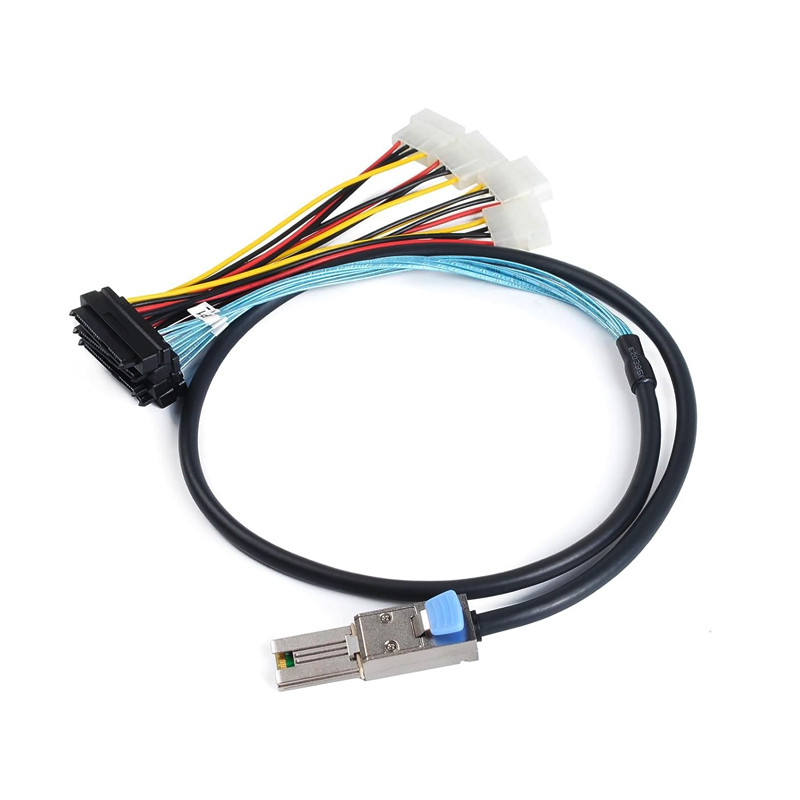 کابل تبدیل Mini SAS SFF-8088 به 4 پورت SFF-8482 29-Pin با برق 4 پین اسمارطور مدل SM195