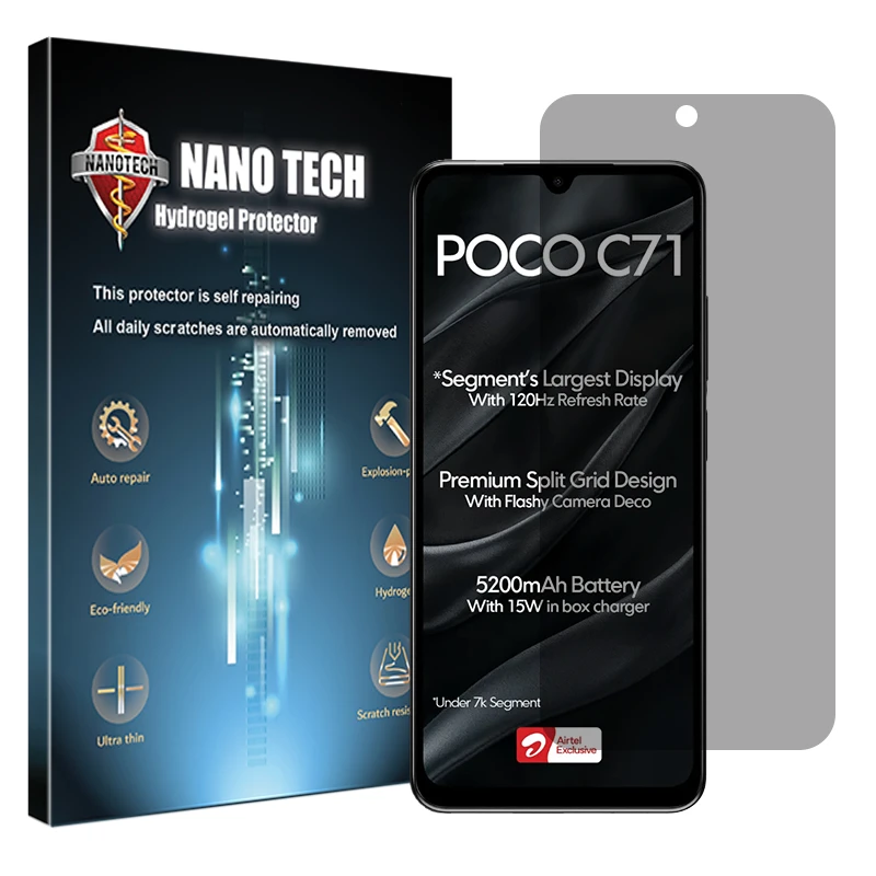 محافظ صفحه نمایش حریم شخصی نانو تک مدل Tough مناسب برای گوشی موبایل شیائومی Poco C71