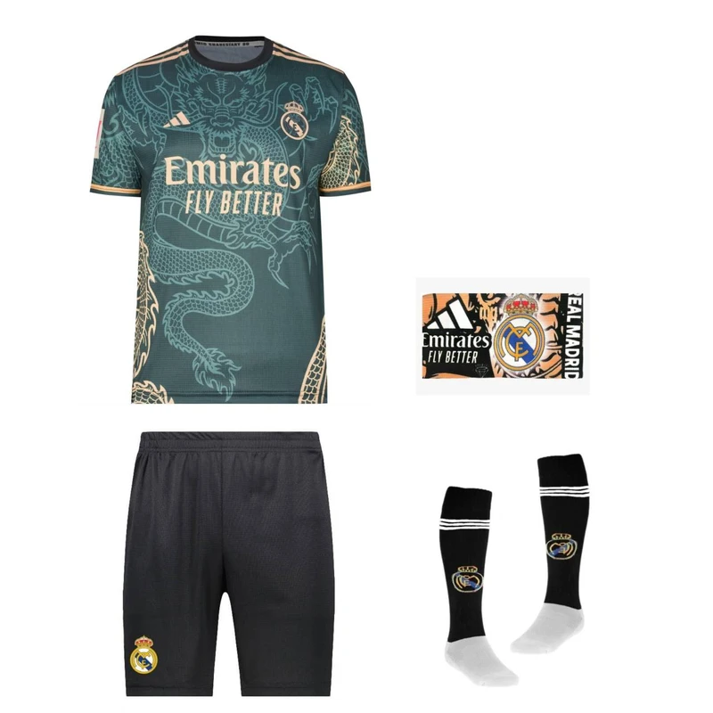 ست 4 تکه لباس ورزشی پسرانه مدل دراگون رئال مادرید طرح امباپه شماره 10 کد 2026g