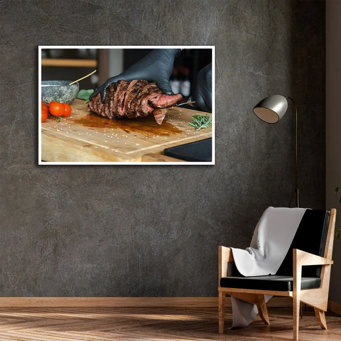 تابلو نوری بکلیت طرح گوشت کبابی مدل W-D2245 فریم سفید