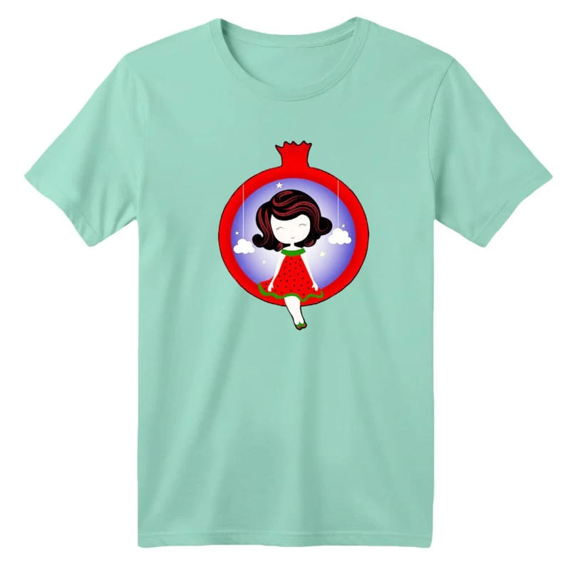 تی شرت آستین کوتاه بچگانه مدل انار یلدایی کد 6