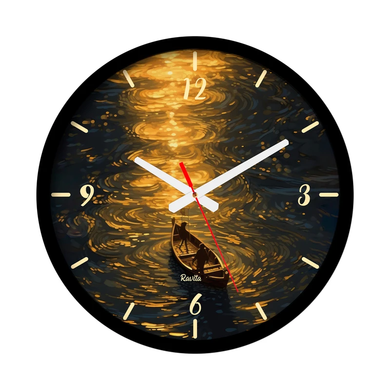 ساعت رومیزی عقربه‌ای راویتا مدل مرد نقاشی قایق کد 3590