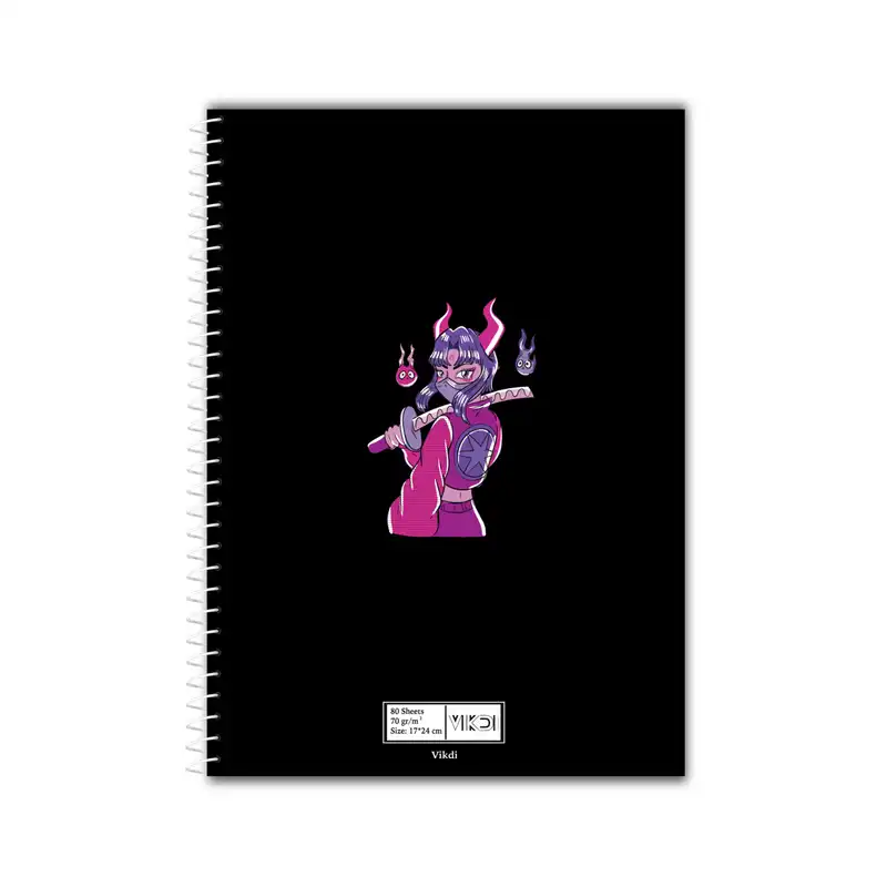 دفتر مشق 80 برگ ویکدی مدل دختر جنگجو