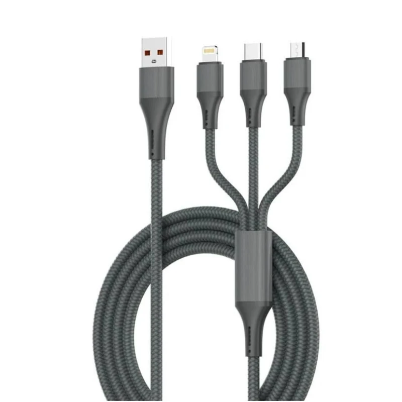 کابل تبدیل USB به لایتنینگ/USB-C/microusb الدینیو مدل LC97U با طول 1.2 متر
