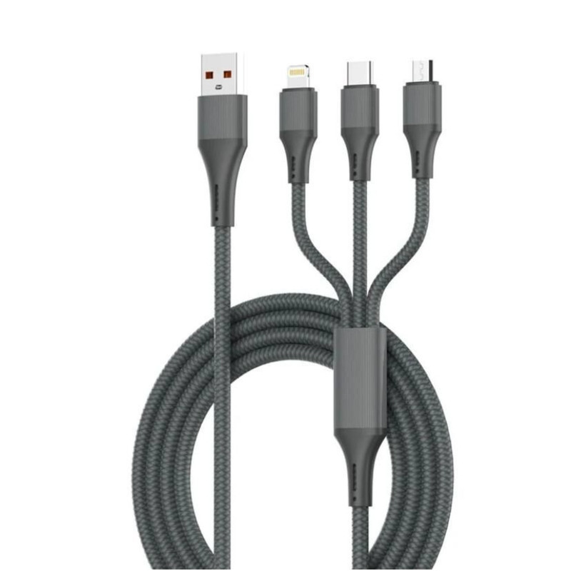 کابل تبدیل USB به لایتنینگ/USB-C/microusb الدینیو مدل LC97U با طول 1.2 متر