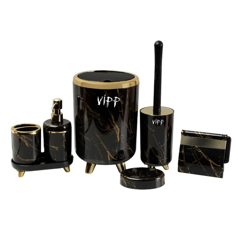 ست سرویس بهداشتی 6 پارچه مدل ماهور سری ماربل طرح گلد