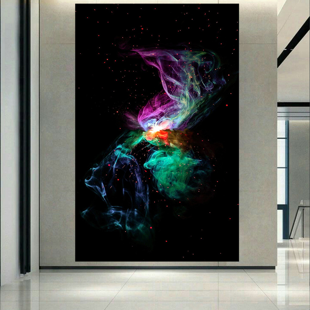 پوستر پارچه ای طرح کهکشان و ستارگان مدل بلک لایت مفهومی سحابی خرچنگ کد AR30543