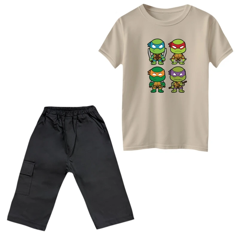 ست تی‌شرت و شلوارک پسرانه مدل لاکپشت های نینجا کد 5