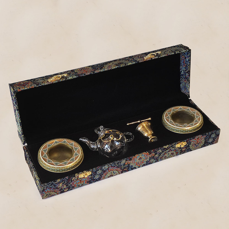 ظرف زعفران کد T-2106 به همراه هاون و قوری