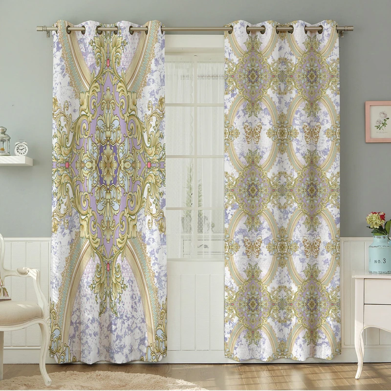 پرده نیروانا طرح سنتی  مدل مخمل کد 4734 سایز 140×280 سانتی متر