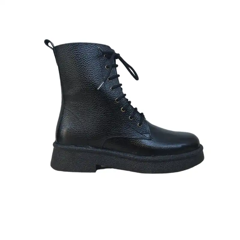 نیم بوت زنانه مدل نلا زیره پفکی چرم طبیعی رنگ مشکی