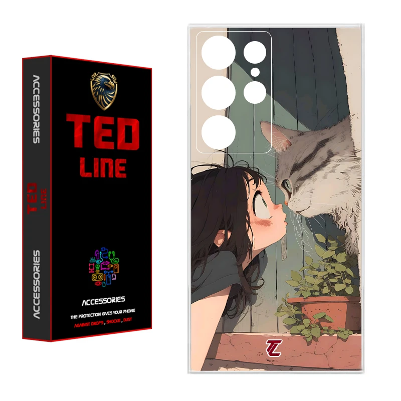 کاور تدلاین طرح دختر و گربه کد 1205 مناسب برای گوشی موبایل سامسونگ Galaxy S23 Ultra