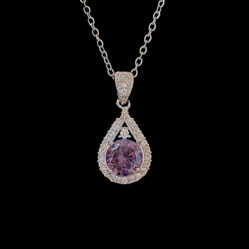 گردنبند زنانه مدل پر نگین و سنگ یاقوتی طرح اشک Artcty11