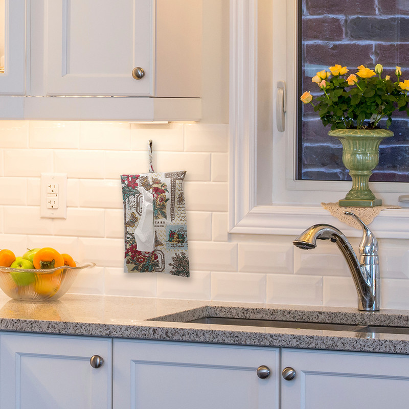 جای دستمال کاغذی هوم اند لایف مدل مارین کیسه ای طرح گل و پروانه