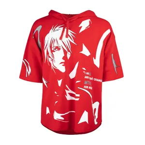 هودی مردانه جوتی جینز مدل آستین کوتاه کد 202518 رنگ قرمز