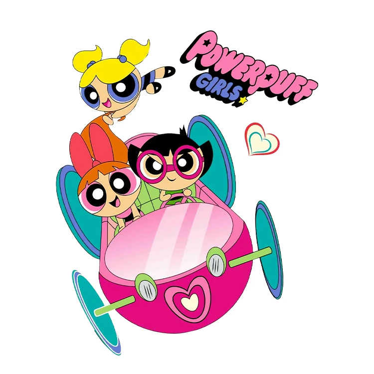 استیکر پارچه و لباس پاد آفرین مدل کارتونی سه دختر قهرمان کد S5398