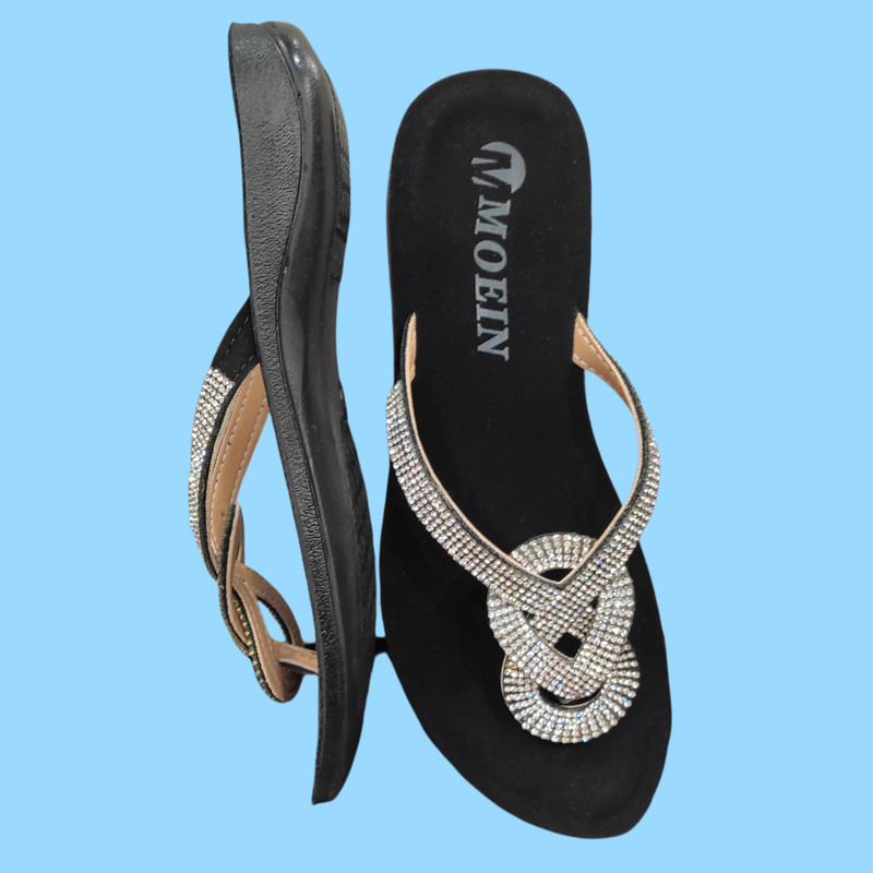 دمپایی لاانگشتی زنانه مدل طبی نگین دار آلفا