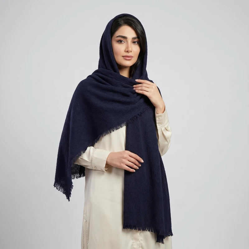 شال نخ زنانه مدل ریش ریش با طول و عرض 70*180 سانتی متر