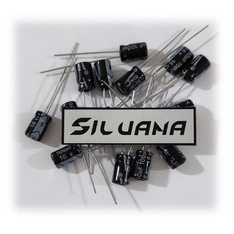 خازن الکترولیت 100 میکرو فاراد 16 ولت جی دبلیو کو کد Silvana-C05 بسته 50 عددی