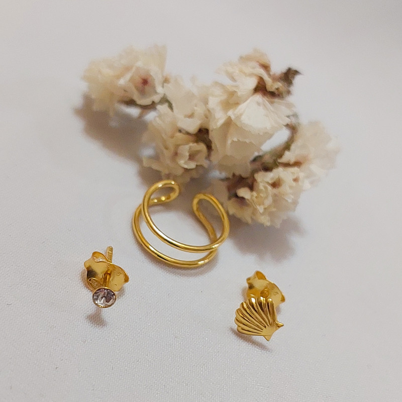 پیرسینگ نقره زنانه آی ام مدل صدف مجموعه 3 عددی