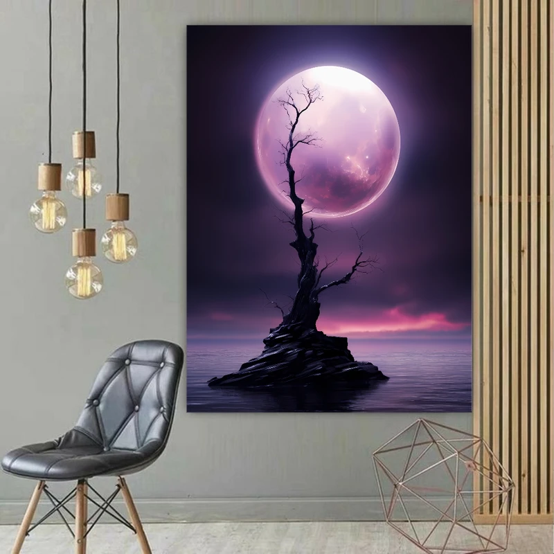 تابلو شاسی مخمل طرح ماه مدل تابش کد BK2035