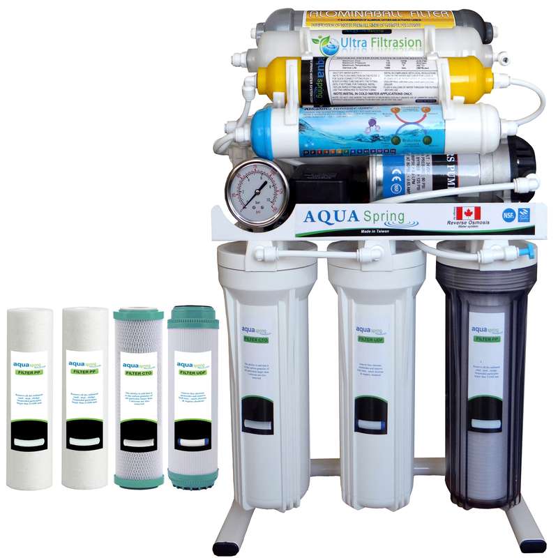 دستگاه تصفیه کننده آب آکوآ اسپرینگ مدل RO-NF7300 به همراه فیلتر تصفیه آب بسته 4 عددی