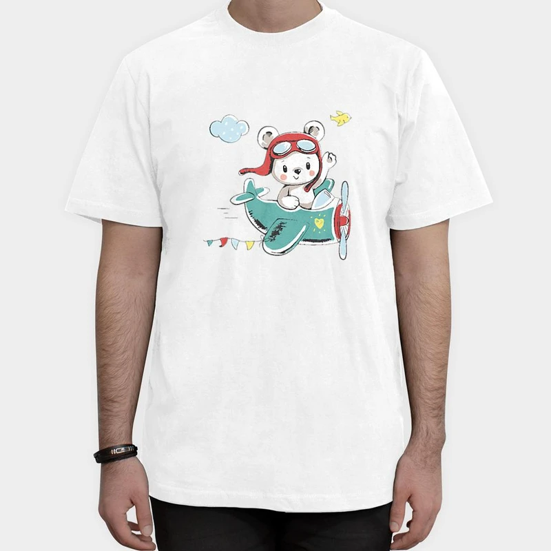 تیشرت آستین کوتاه مردانه مدل خرس خلبان