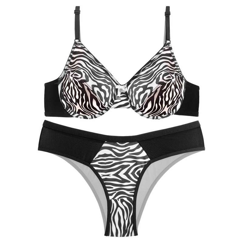 ست شورت و سوتین زنانه نوشه پوش کد 66104 طرح ببری رنگ مشکی