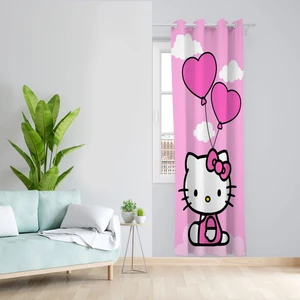 پرده مدل اتاق کودک مخمل پانچی طرح hello kitty کد 1948 سایز 140x280 سانتی متر