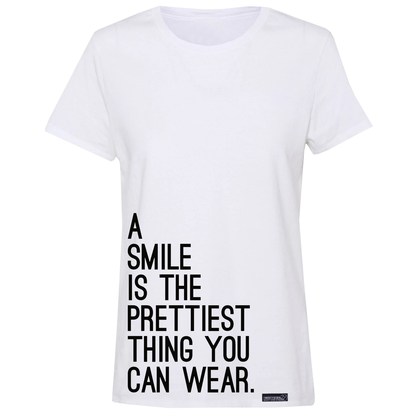 تی شرت آستین کوتاه زنانه 27 مدل Smile کد KV146 رنگ سفید