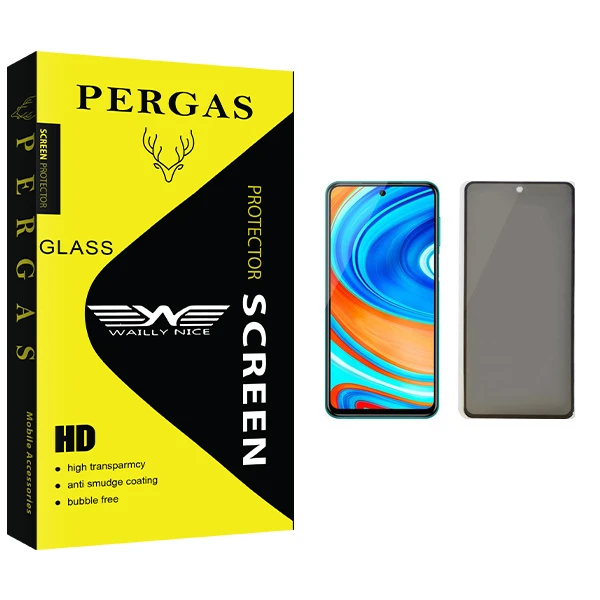 محافظ صفحه نمایش حریم شخصی وایلی نایس مدل Pergas Glass مناسب برای گوشی موبایل شیائومی Redmi Note 9 Pro